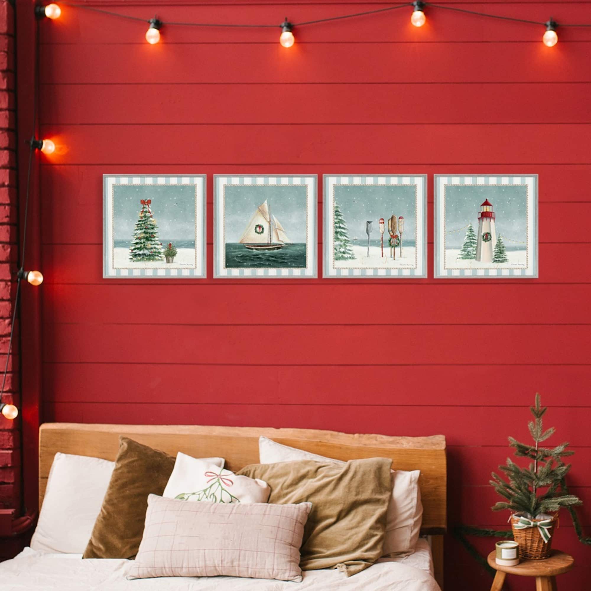 Stupell Industries Nautical Christmas Scenes Framed Giclée Wall Art Set